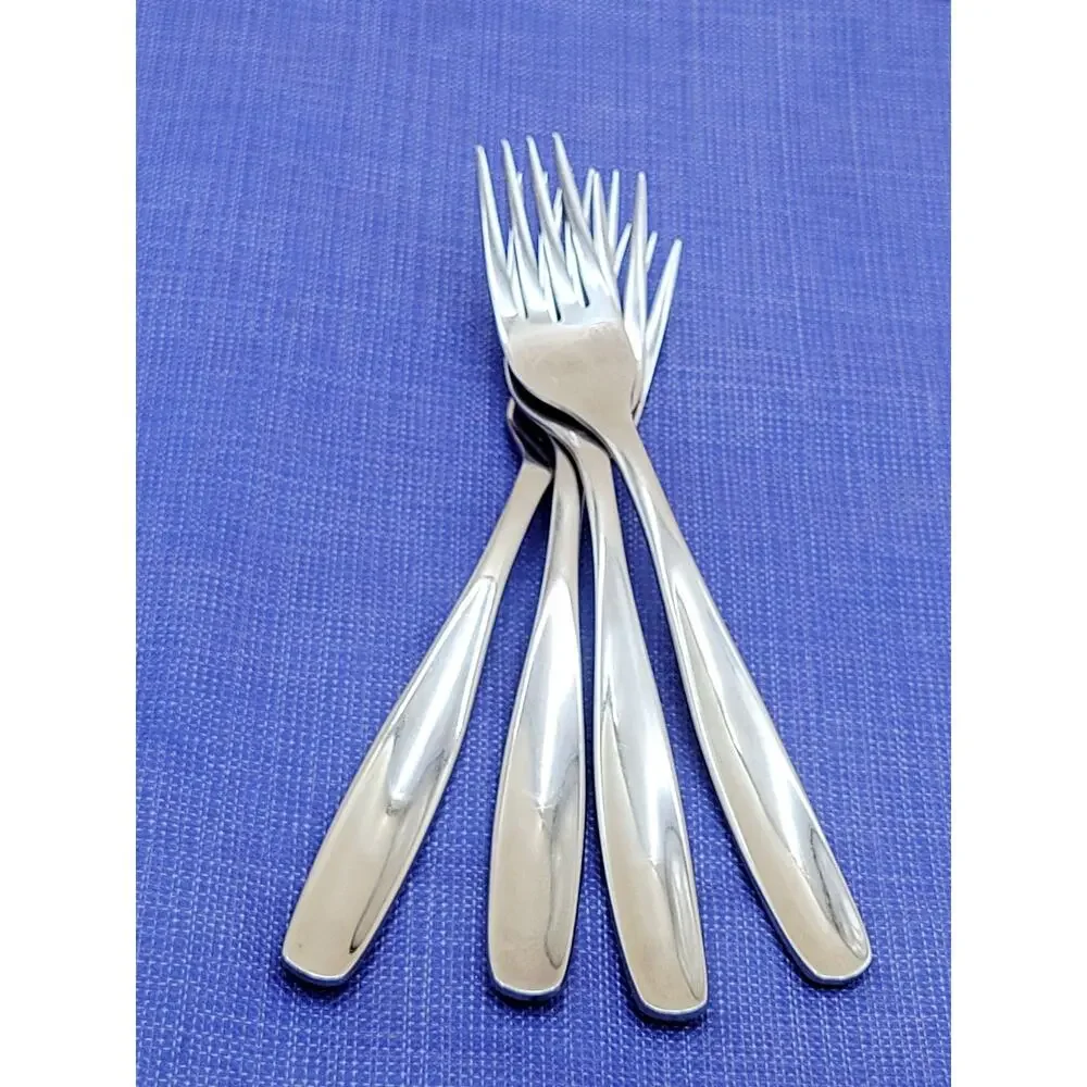 GS Gourmet Settings Set Of 4 Dinner Fork Concave GLOSSY Stainless